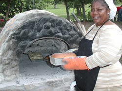 fresh baked bread from brick oven