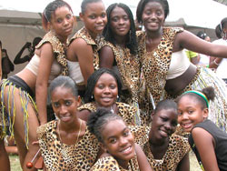 Cultural dancers pose for group photo